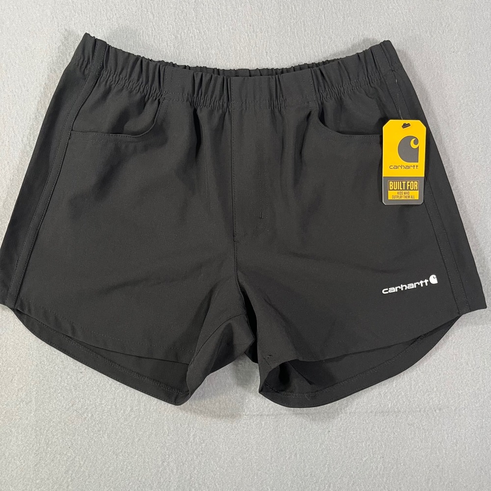 NEW Carhartt youth girls XL 14 Black Rugged Flex Ripstop Shorts Caviar‎ outdoor